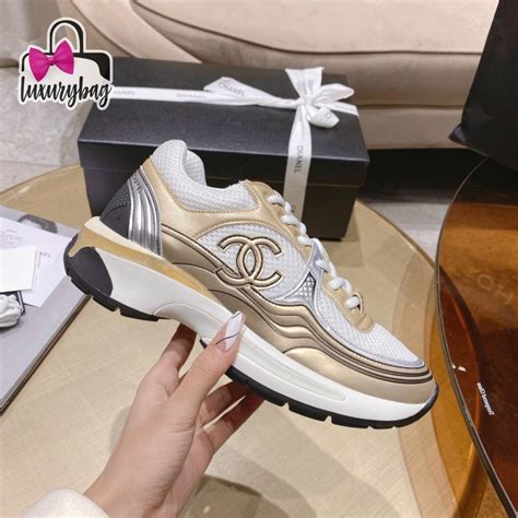 Chanel runner gold laminate shoes